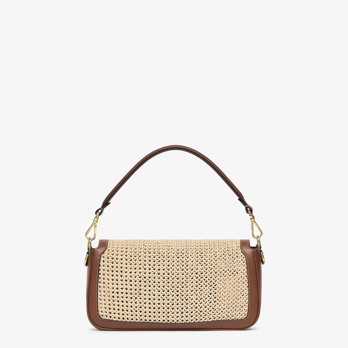 Baguette Brown Leather and Macramé Bag - Image 3